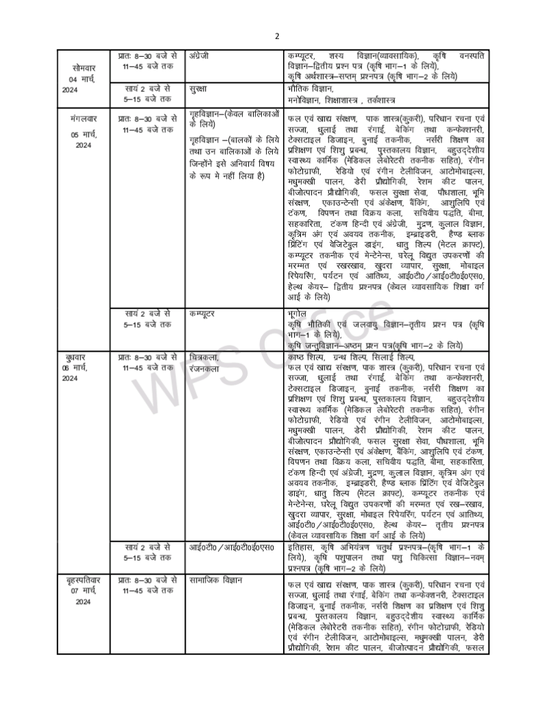 UP BOARD TIME TABLE 2024|DOWNLOAD UP BOARDS DATE SHEET 2024 UPMSP